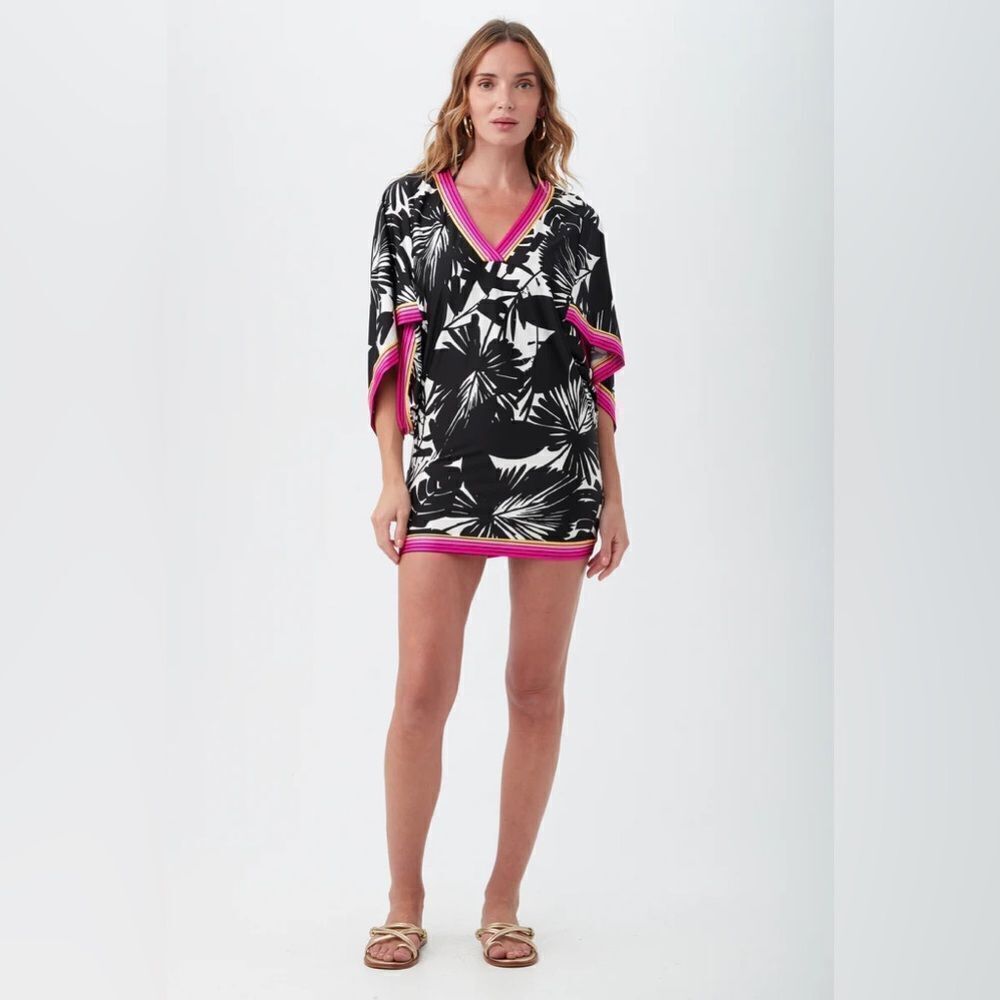 NWT- TRINA TURK- LENNOX V-NECK TUNIC SWIM COVER-UP DRESS- SIZE SMALL